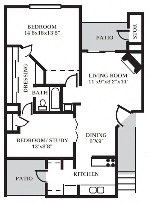 SD - 1 Bed - 1 Bath - 821 sq ft